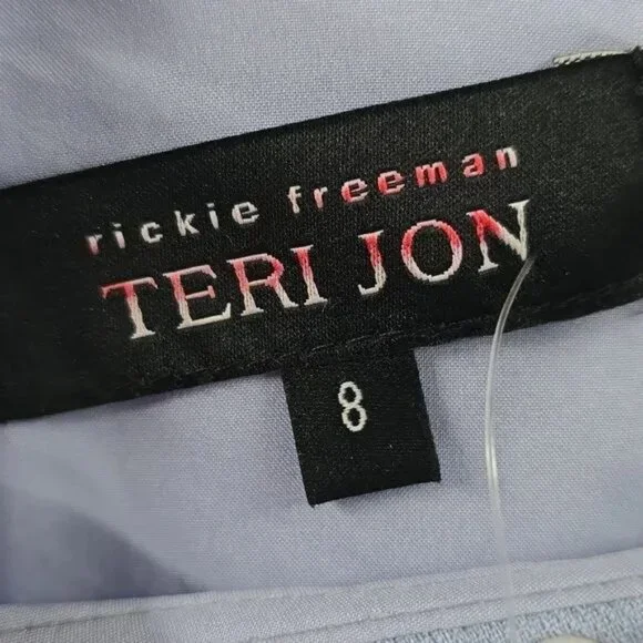 Rickie Freeman For Teri Jon Elegant Blue Pearl Embellished Dress - Picture 5 of 6